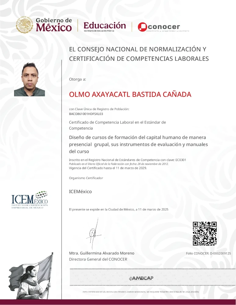 Certificado EC0301 Olmo Axayacatl Bastida Cañada